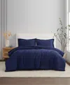 Brooklyn Loom Brookyln Loom 100% Linen Cover 3-pc. Comforter Set, Full/queen In Navy