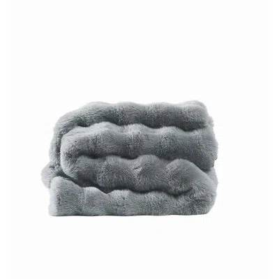 Brooklyn Loom Bubble Faux Fur Bed Blanket In Gray