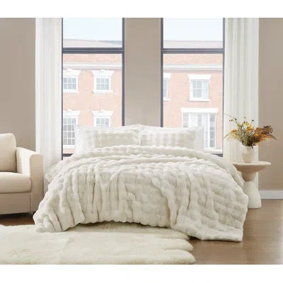 Brooklyn Loom Bubble Faux Fur Comforter Set In Ivory