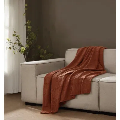 Brooklyn Loom Chenille Grid Knit Oversized Throw Blanket In Brown