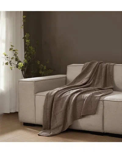 Brooklyn Loom Chenille Grid Knit Throw In Brown