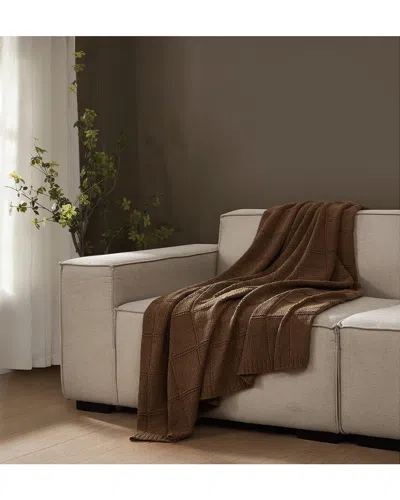 Brooklyn Loom Chenille Grid Knit Throw In Brown
