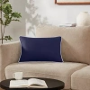 Brooklyn Loom Contrast Piped Solid Rectangular Throw Pillow In Blue