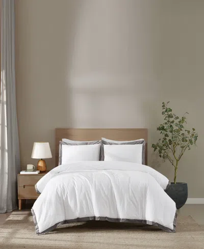 Brooklyn Loom Cotton Hotel Border 3-piece Comforter Set, King In Multi
