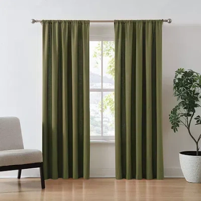 Brooklyn Loom Cotton Solid Rod Pocket Light-filtering Set Of 2 Curtain Panel In Multi