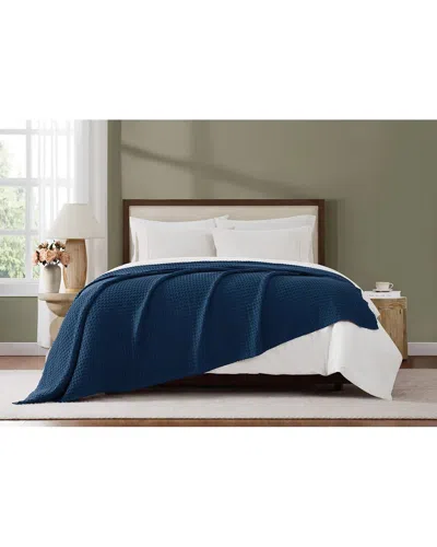 Brooklyn Loom Cotton Waffle Blanket In Blue