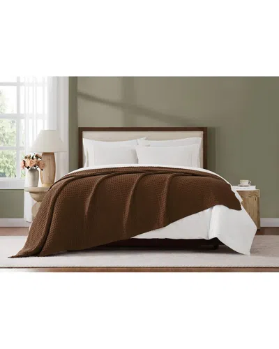 Brooklyn Loom Cotton Waffle Blanket In Brown