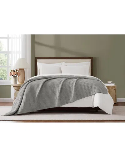 Brooklyn Loom Cotton Waffle Blanket In Gray