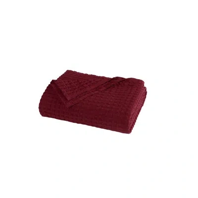 Brooklyn Loom Cotton Waffle Family Blanket In Burgundy