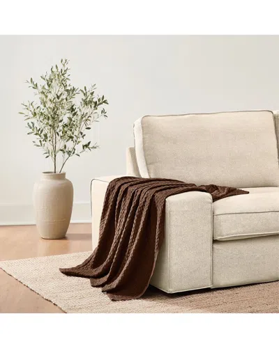 Brooklyn Loom Cotton Waffle Throw In Brown