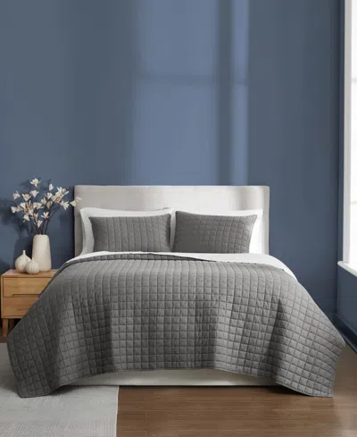 Brooklyn Loom Essential Cotton 3-piece Quilt Set, King In Gray