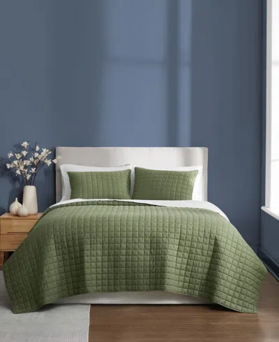 Brooklyn Loom Essential Cotton 3-piece Quilt Set, King In Green