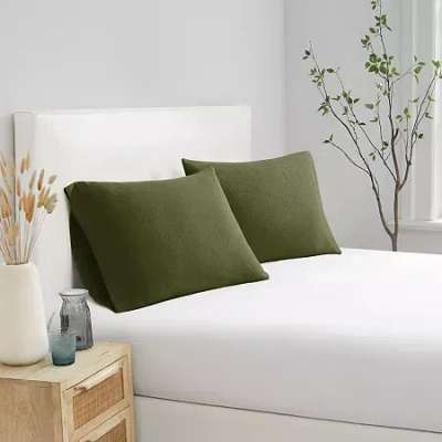 Brooklyn Loom Flax Linen Pillowcase In Green