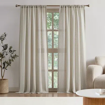 Brooklyn Loom Flax Linen Rod Pocket Light-filtering Set Of 2 Curtain Panel In Brown