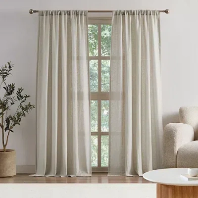 Brooklyn Loom Flax Linen Rod Pocket Light-filtering Set Of 2 Curtain Panel In Gray