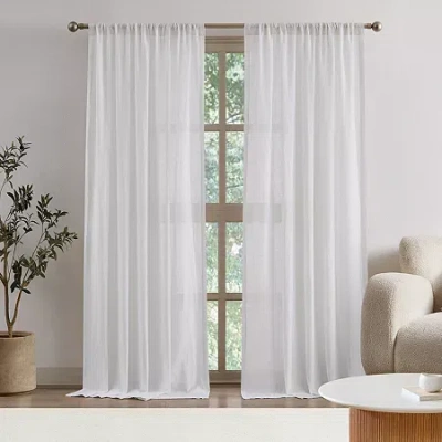 Brooklyn Loom Flax Linen Rod Pocket Light-filtering Set Of 2 Curtain Panel In White