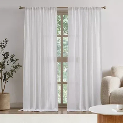 Brooklyn Loom Flax Linen Rod Pocket Light-filtering Set Of 2 Curtain Panel In White