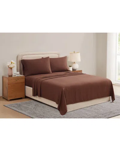 Brooklyn Loom Flax Linen Sheet Set In Brown