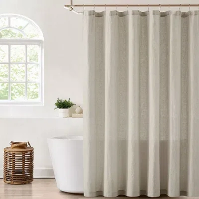 Brooklyn Loom Flax Linen Shower Curtain In Gray
