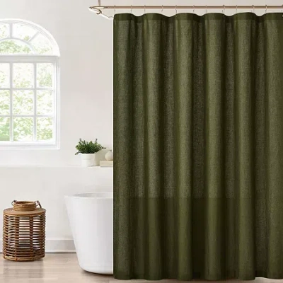 Brooklyn Loom Flax Linen Shower Curtain In Green