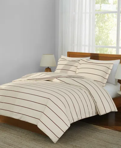 Brooklyn Loom Hayward Stripe 3-piece Duvet Cover Set, Full/queen In Neutral
