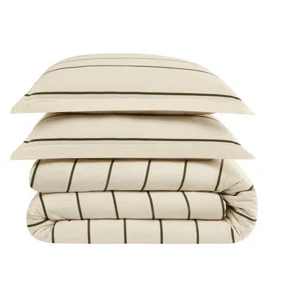 Brooklyn Loom Hayward Stripe Comforter Set In Ivory,green