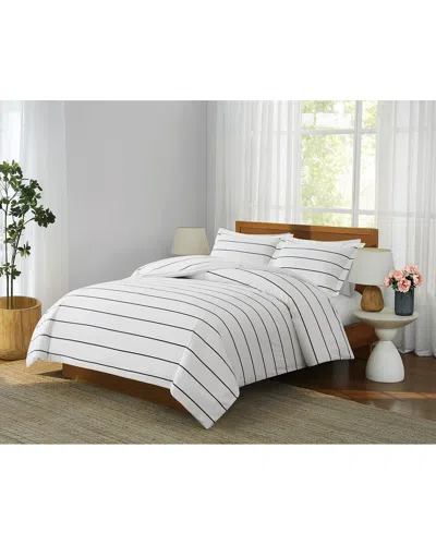 Brooklyn Loom Hayward Stripe Duvet Set In White
