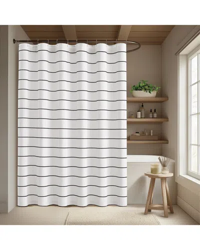 Brooklyn Loom Hayward Stripe Shower Curtain In White