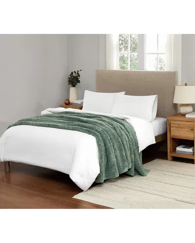 Brooklyn Loom Heathered Sherpa Green Blanket