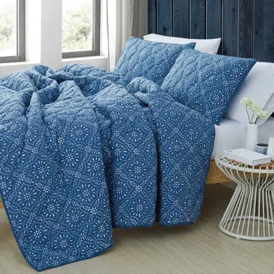 Brooklyn Loom Katrine Cotton Quilt Set In Blue