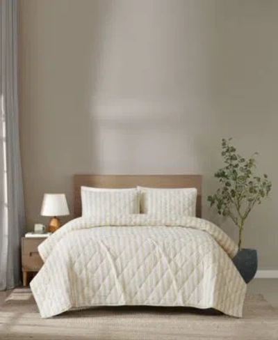 Brooklyn Loom Levi Stripe 3 Piece Quilt Sets In Neutral