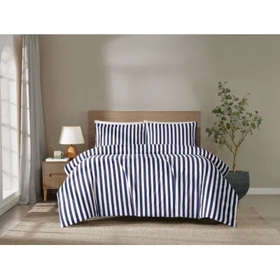 Brooklyn Loom Levi Stripe Comforter Set In White,navy