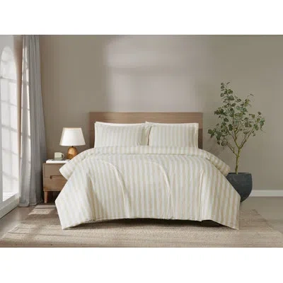 Brooklyn Loom Levi Stripe Quilt Set In White,ivory
