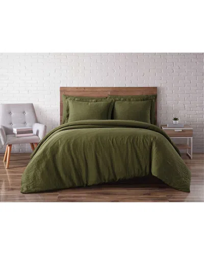 Brooklyn Loom Linen Duvet Set In Green