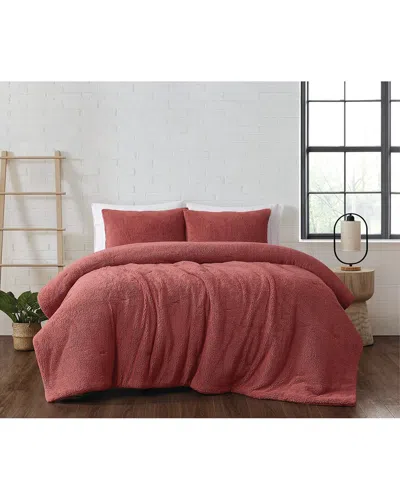 Brooklyn Loom Marshmallow Sherpa Comforter Set In Red