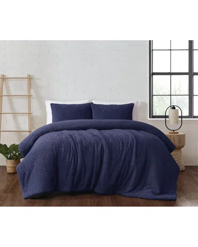 Brooklyn Loom Marshmallow Sherpa Comforter Set In Blue