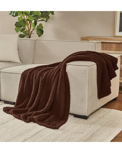 Brooklyn Loom Marshmallow Sherpa Throw In Burgundy