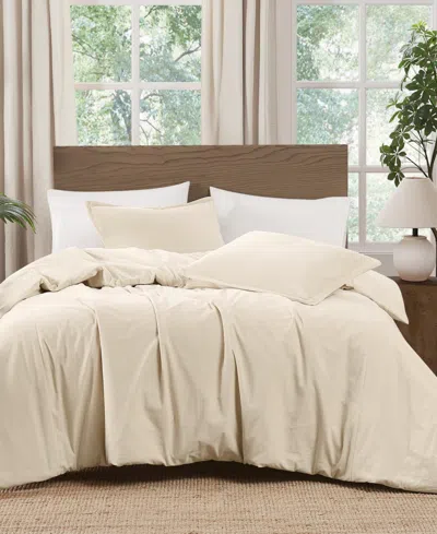 Brooklyn Loom Matte Cotton Velvet 3-piece Duvet Cover Set, King In Neutral