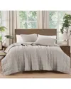 Brooklyn Loom Matte Cotton Velvet Channel Stitch Quilt Set In Gray