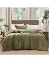 Brooklyn Loom Matte Cotton Velvet Comforter Set In Green