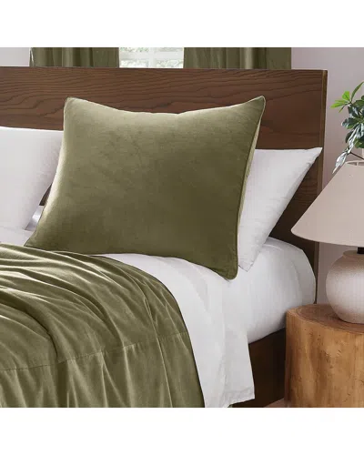 Brooklyn Loom Matte Cotton Velvet Euro Sham In Green