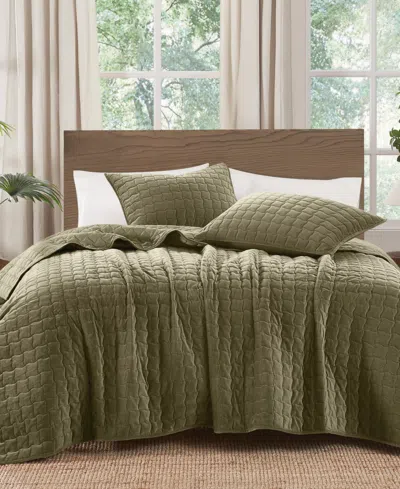 Brooklyn Loom Matte Cotton Velvet Wavy Square 2-piece Quilt Set, Twin/twin Xl In Animal Print
