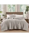 Brooklyn Loom Matte Cotton Velvet Wavy Square Quilt Set In Neutral