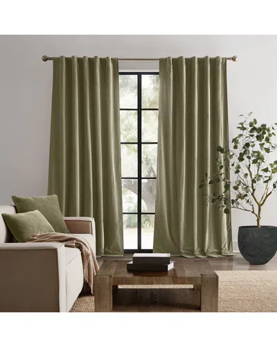 Brooklyn Loom Matte Cotton Velvet Window Curtain In Green