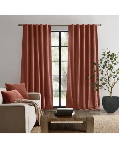 Brooklyn Loom Matte Cotton Velvet Window Curtain In Red