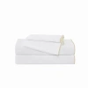 Brooklyn Loom Merrowed Edge 200 Thread Count Percale Sheet Set In White,chalk