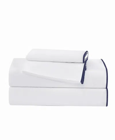 Brooklyn Loom Merrowed Edge 200-thread Count Cotton 4-piece Sheet Set, King In White