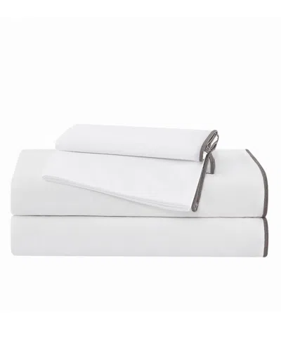Brooklyn Loom Merrowed Edge 200-thread Count Cotton 4-piece Sheet Set, King In White