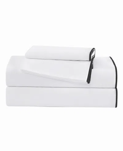 Brooklyn Loom Merrowed Edge 200-thread Count Cotton 4-piece Sheet Set, Queen In White