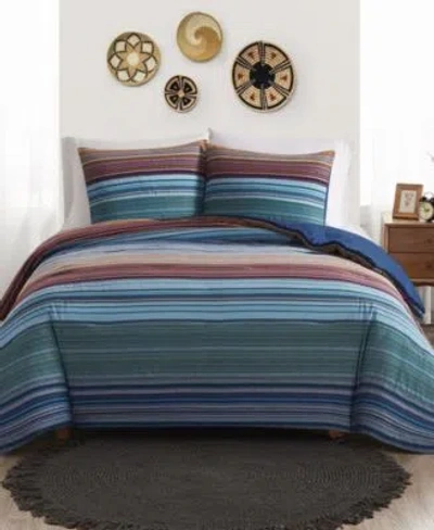 Brooklyn Loom Met Stripe Yarn Dye 3 Piece Comforter Sets In Blue